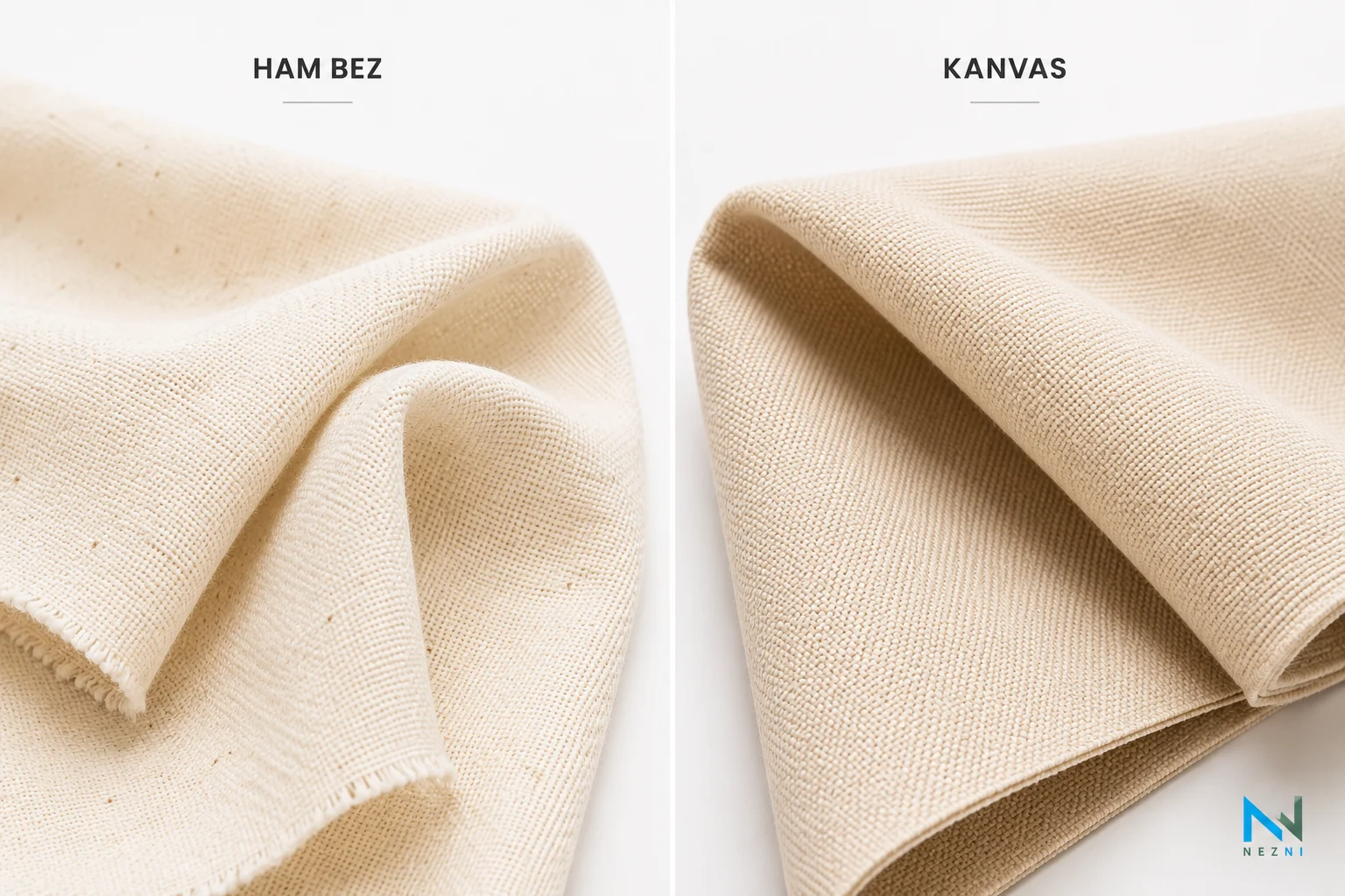 Ham bez ve kanvas kumaş karşılaştırması
