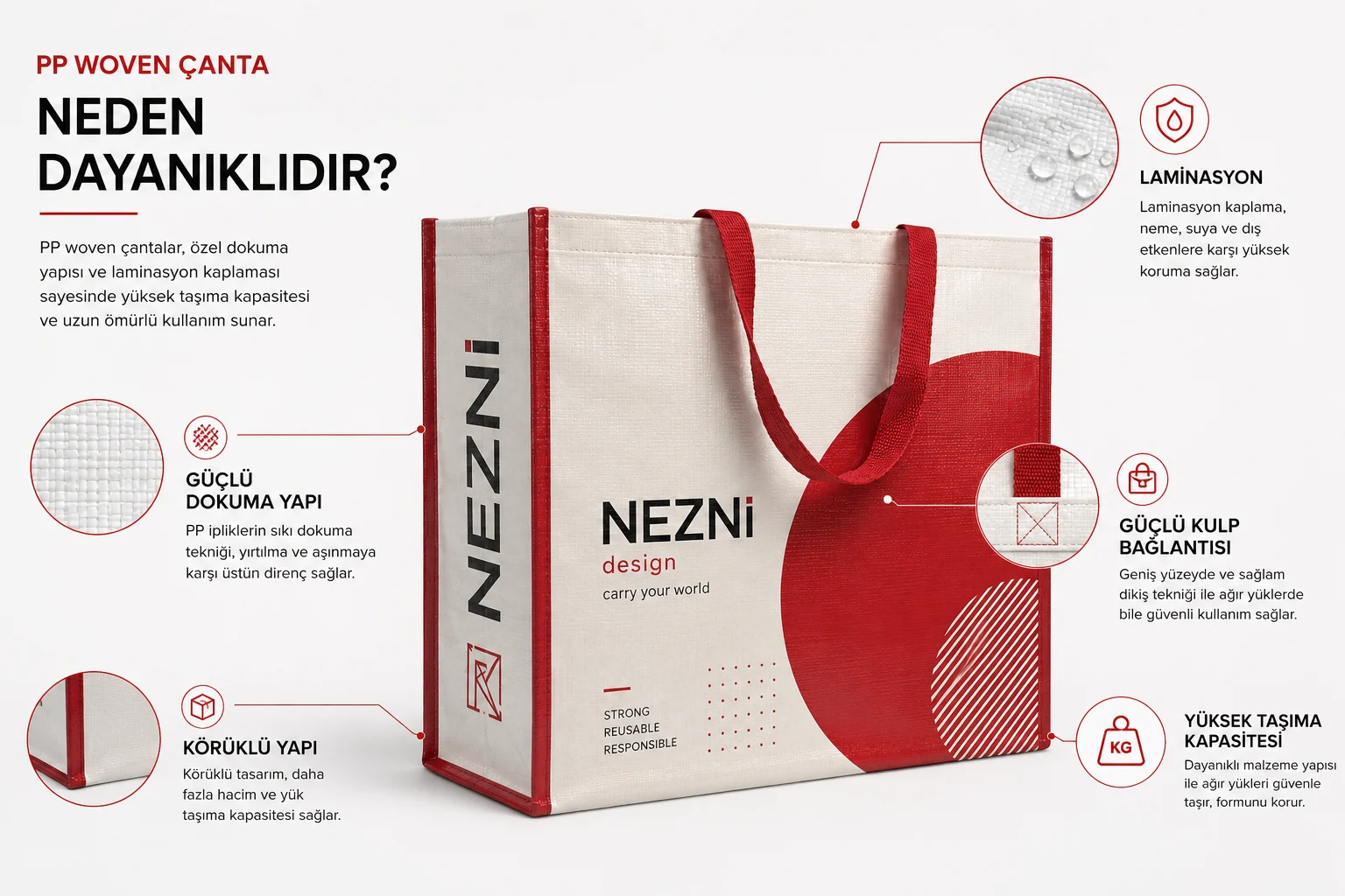 PP woven çantada dayanıklılık detayları